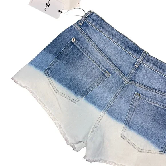 NWT 7 For All Mankind Distressed Womens Shorts 31 Distressed Dip Dye Light Wash - Picture 5 of 7